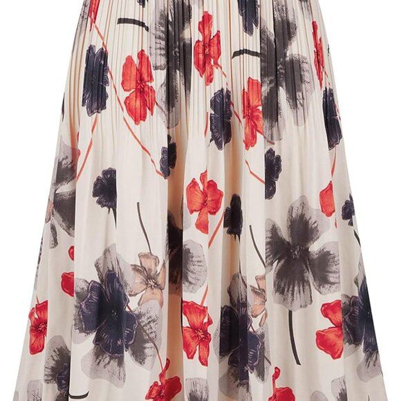 Womens Skirt Leopard Print Midi Long Shirring Pleated Skirts High Waisted A Line - Picture 1 of 6